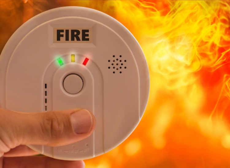 An AI alarm device with the word "fire"