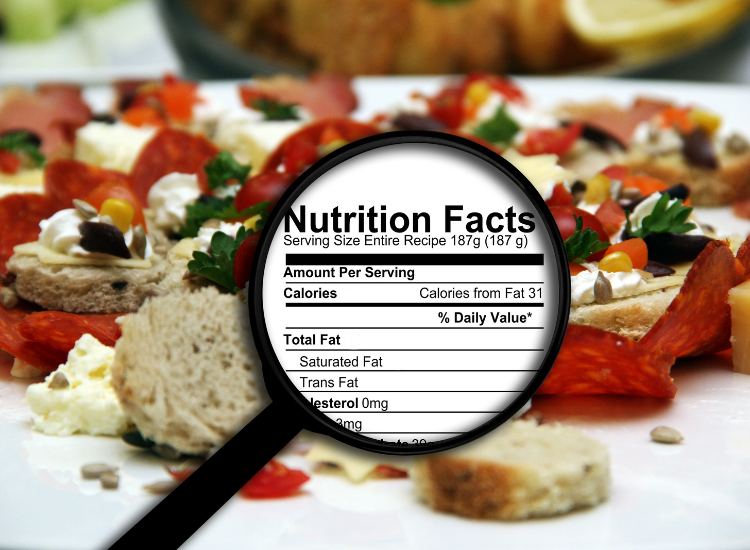 Magnified nutrition facts section of a product